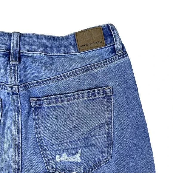 American Eagle High-Rise Patchwork Straight Mom Jeans Relaxed‎ Distressed Size 4 - Picture 5 of 14